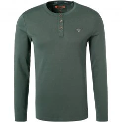 MUSTANG Longsleeve 1012375/6432 Slim Fit, Baumwolle, Tannengrün