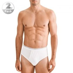 Seidensticker Brief 2er Pack 12.200005/0001 Slips, Baumwolle, Weiß