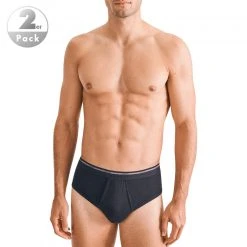 Seidensticker Brief 2er Pack 12.200005/0039 Slips, Baumwolle, Schwarz