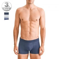 Seidensticker Trunk 3er Pack 12.200018/0019 Trunks, Baumwoll-Stretch, Navy-hellblau gestreift, Navy