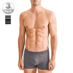 Seidensticker Trunk 3er Pack 12.200018/0039 Trunks, Baumwoll-Stretch, Schwarz-grau gestreift, Schwarz