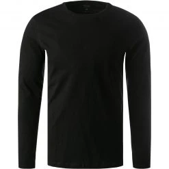 OLYMP Casual Level Five B. Fit T-Shirt 5641/14/68 Longsleeve, Body Fit, Baumwolle-Seide, Schwarz meliert, Schwarz