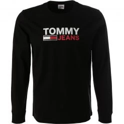 TOMMY JEANS Longsleeve DM0DM09487/BDS Bio Baumwolle, Schwarz