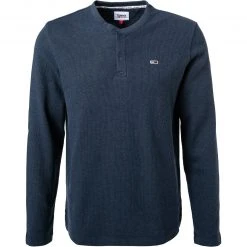 TOMMY JEANS Longsleeve DM0DM12249/C87 Bio Baumwolle, Dunkelblau meliert, Dunkelblau