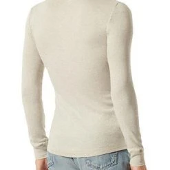 Schiesser Revival Karl-Heinz Henley 1/1 175884/401 Longsleeve, Bio Baumwolle, Greige meliert, Hellgrau -MR Wasch Geschaft 384736 norm2