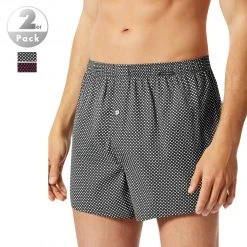 Schiesser Boxershorts 2er Pack 176830/901 Baumwolle, Dunkelrot-dunkelblau gemustert, Dunkelrot-dunkelblau