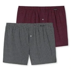 Schiesser Boxershorts 2er Pack 176830/901 Baumwolle, Dunkelrot-dunkelblau gemustert, Dunkelrot-dunkelblau -MR Wasch Geschaft 384816 norm3