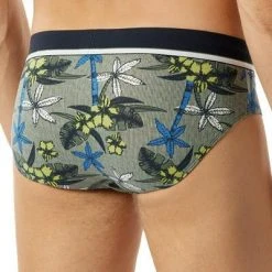 Schiesser Rio-Slip 3er Pack 176898/901 Slips, Baumwoll-Stretch, Khaki-blau gemustert, Dunkelblau-khaki-multicolour -MR Wasch Geschaft 384818 norm2