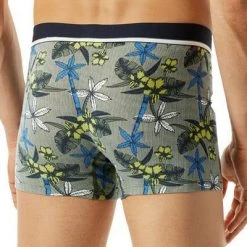 Schiesser Shorts 3er Pack 176899/901 Trunks, Baumwoll-Stretch, Khaki-blau gemustert, Dunkelblau-khaki-multicolour -MR Wasch Geschaft 384823 norm2