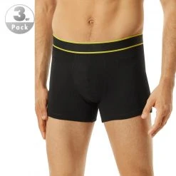 Schiesser Shorts 3er Pack 176902/908 Trunks, Baumwoll-Stretch, Schwarz-blau-gelb